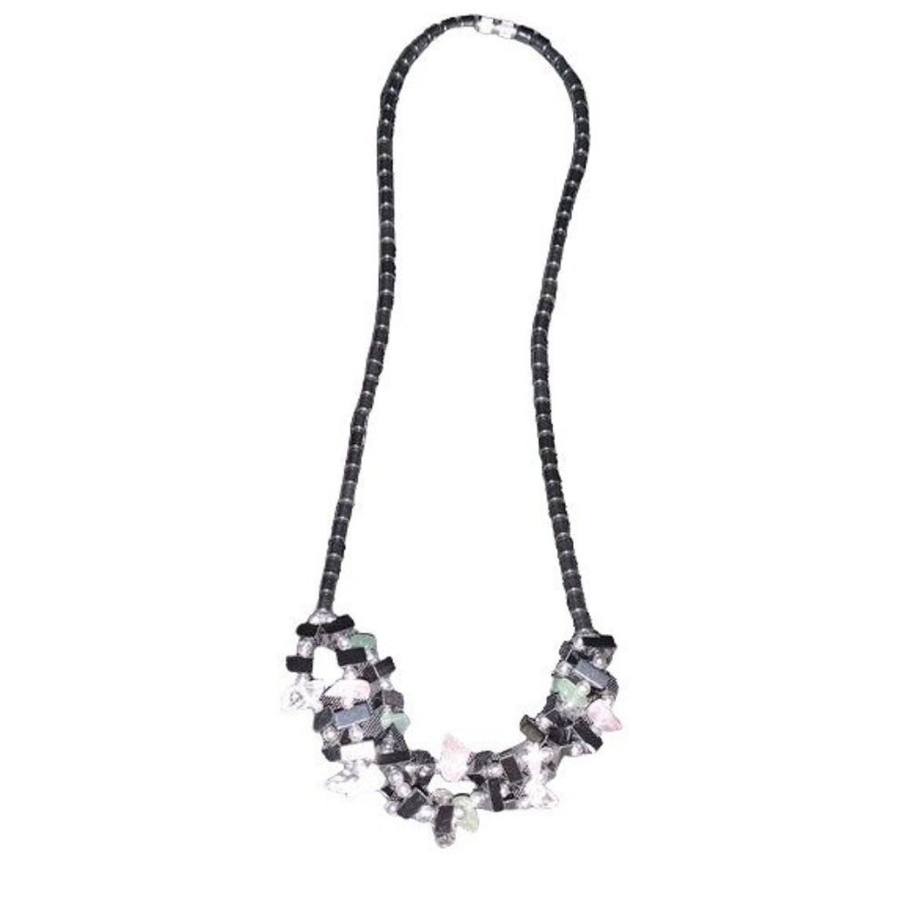 Hematite Jewelry Set Gemstone Necklace Beaded Necklace Pierced Earrings